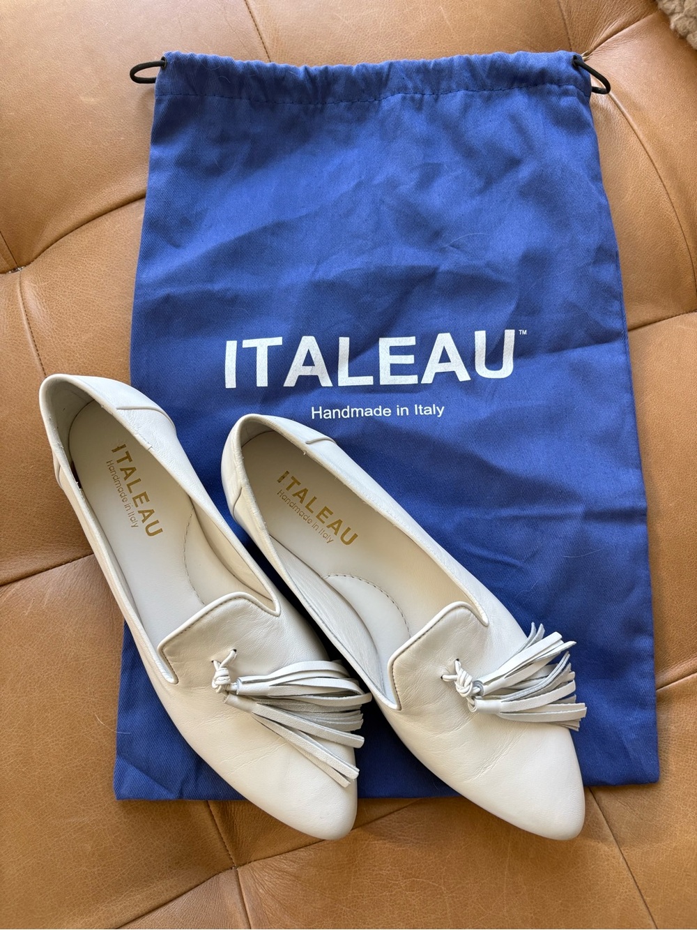 White Leather Italeau Trino Loafer - 38.5